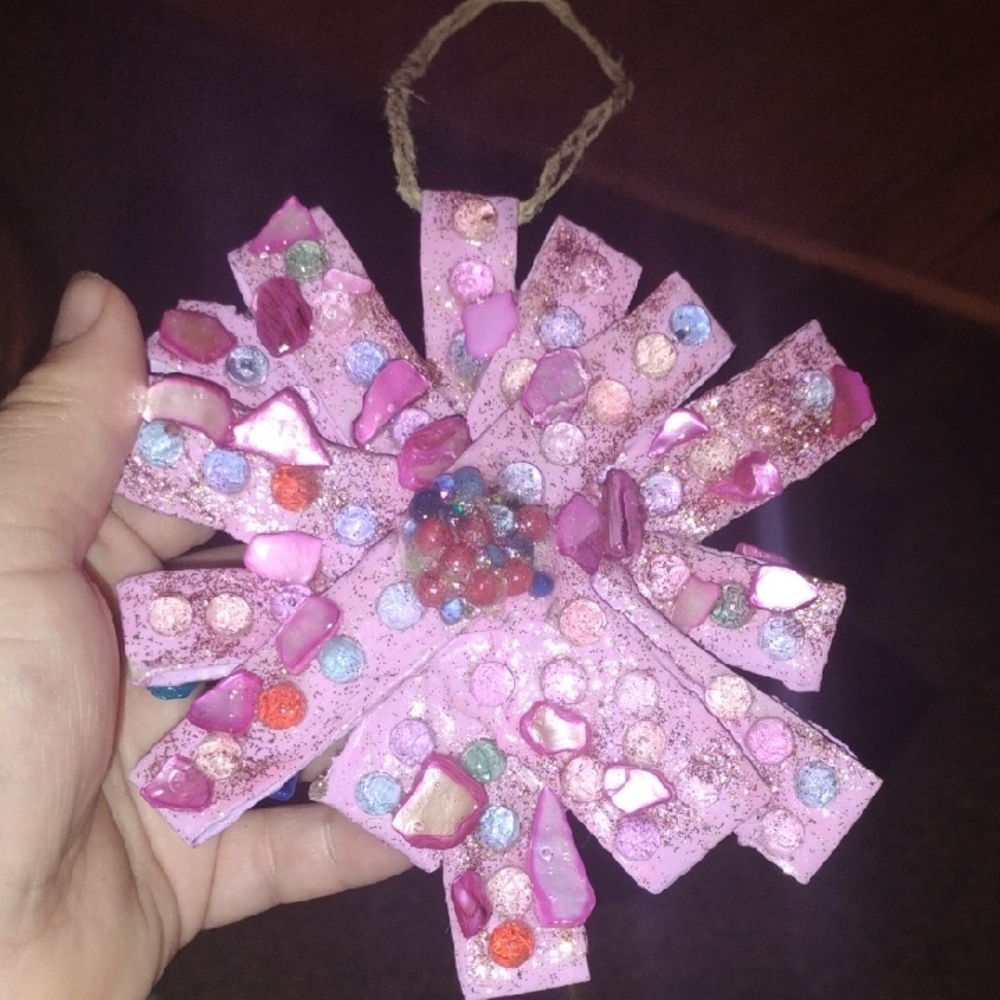 Handmade Pink Beaded Ornament